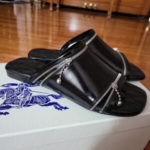 Burberry Black Sandals with Silver Accents